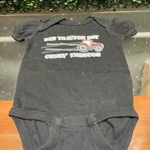 Red Tractor Boy Black Bodysuit